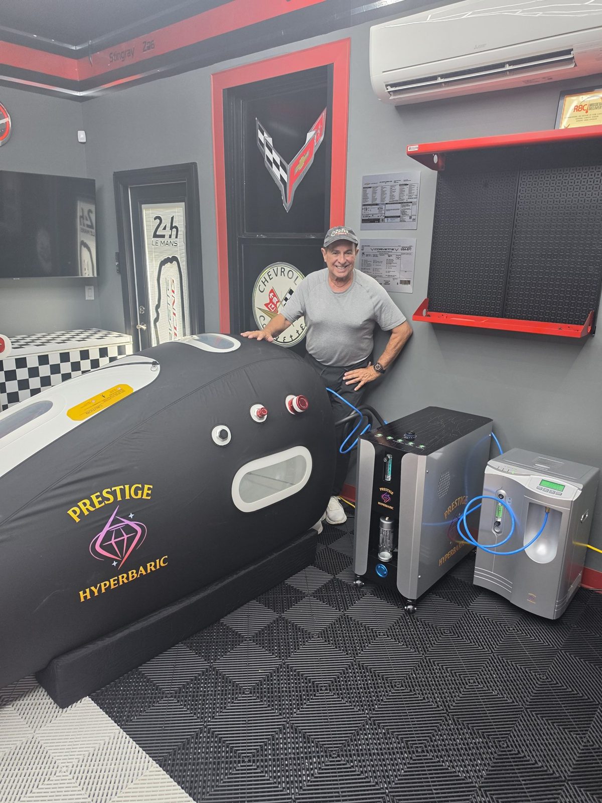 Open-box Sphere of Power softshell sitting hyperbaric chamber