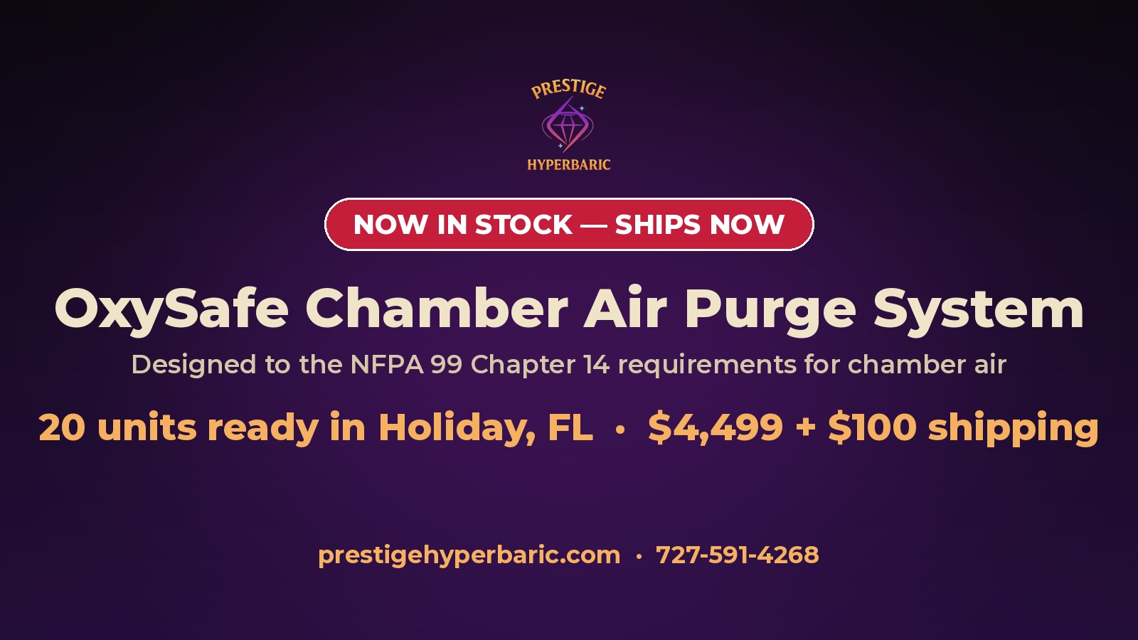 OxySafe Chamber Air Purge System now in stock