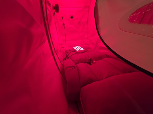 Soft Shell Red Light Panel lighting the interior of Eugene's chamber