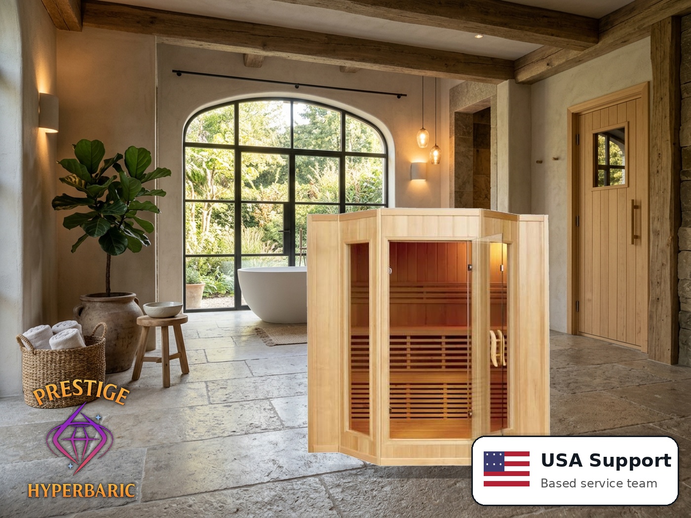 Prestige Wellness Classic Steam Quad Sauna lifestyle product image