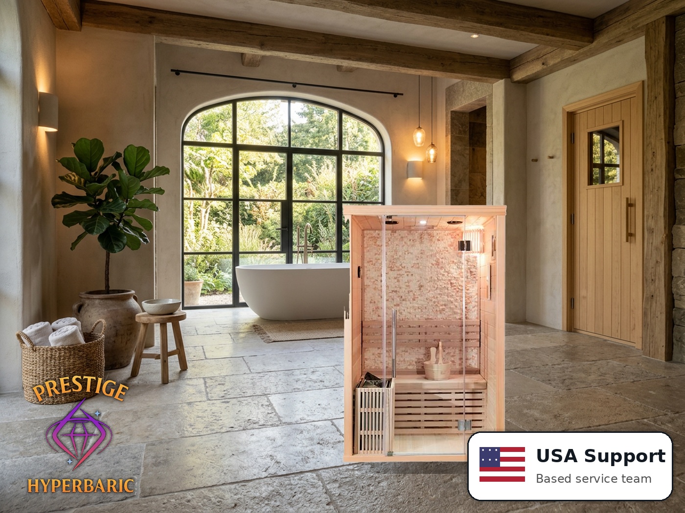 Prestige Wellness Mosaic Steam Quad C Sauna lifestyle product image