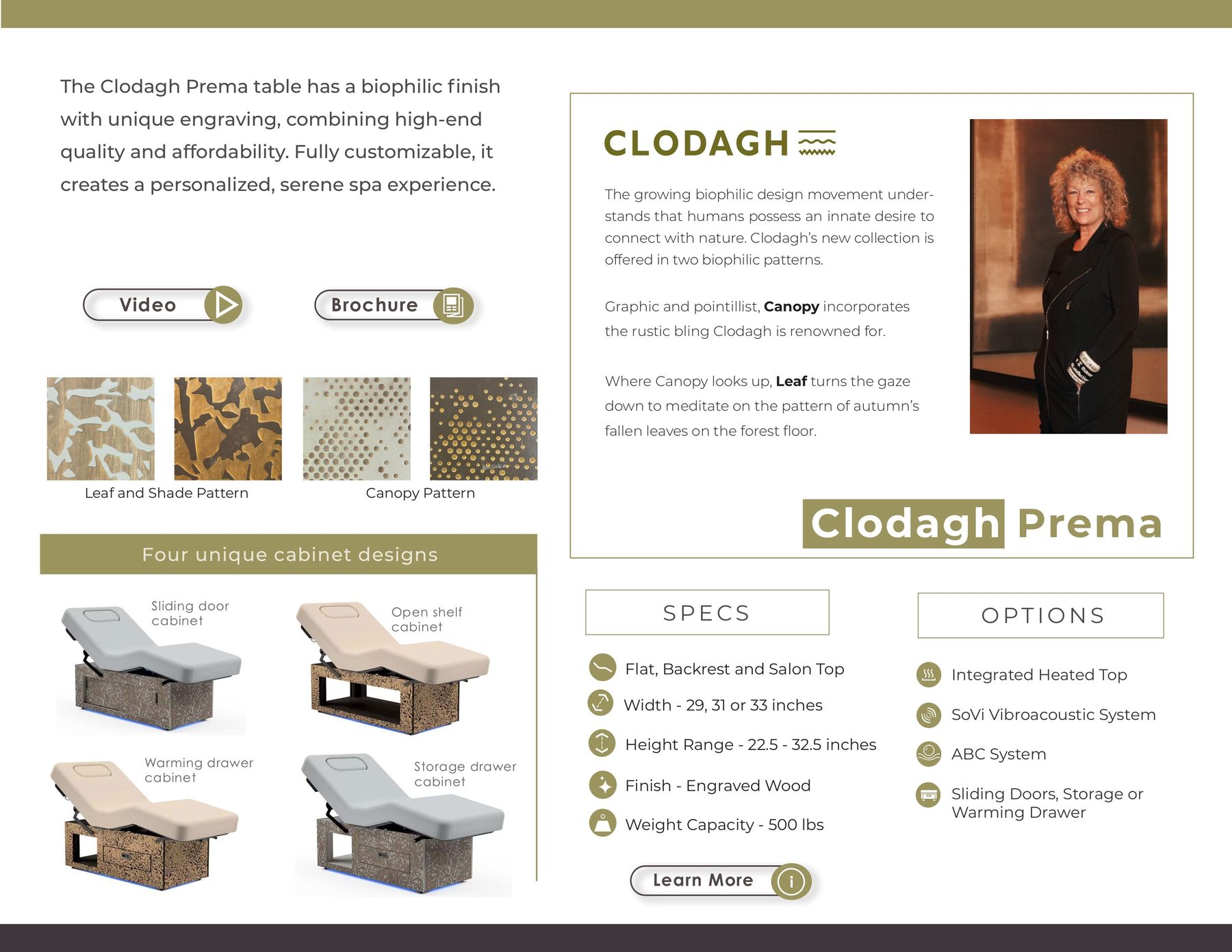 The Clodagh Prema table has a biophilic finish with unique engraving, combining high-end quality and affordability. Fully customizable, it c