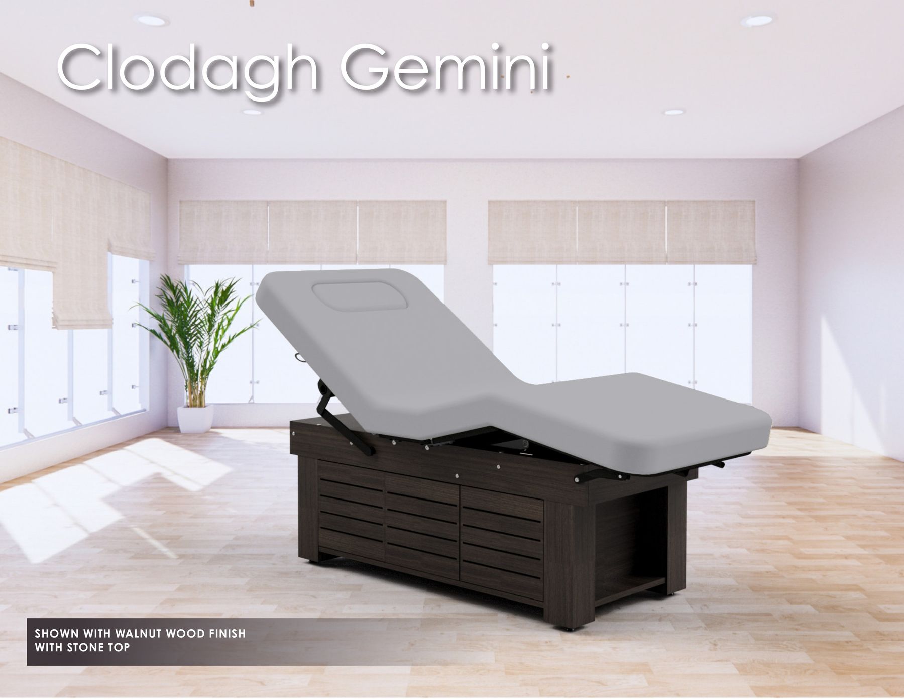 Clodagh Gemini SHOWN WITH WALNUT WOOD FINISH WITH STONE TOP