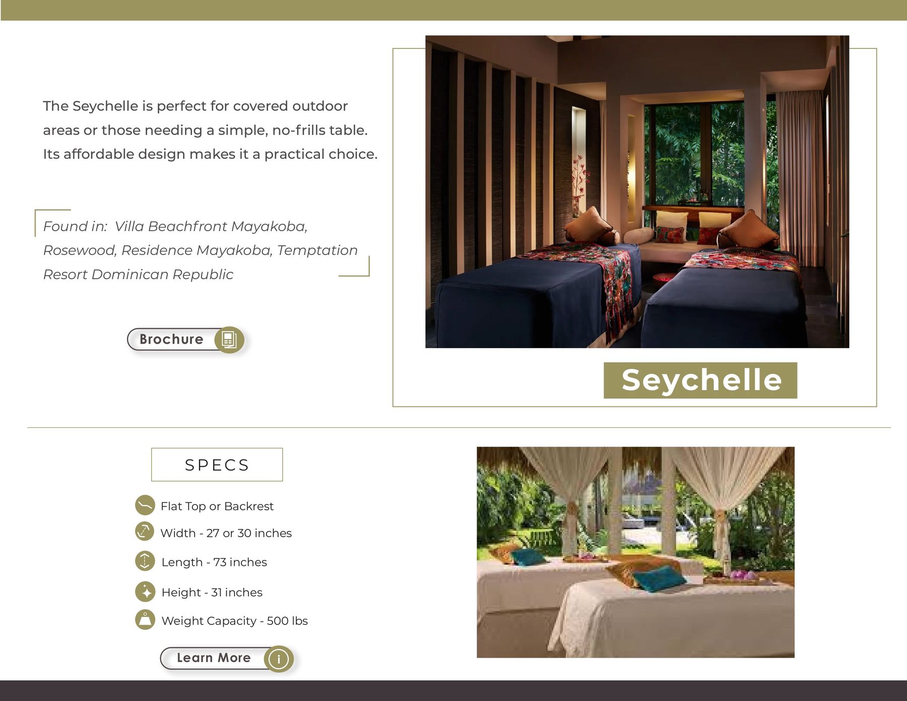 The Seychelle is perfect for covered outdoor areas or those needing a simple, no-frills table. Its affordable design makes it a practical ch